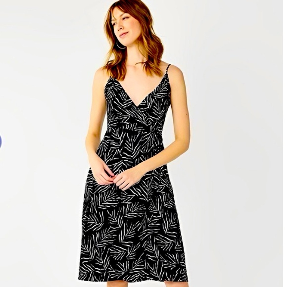 Nine West Black White Zebra Print Wrap Midi Dress Size XXL